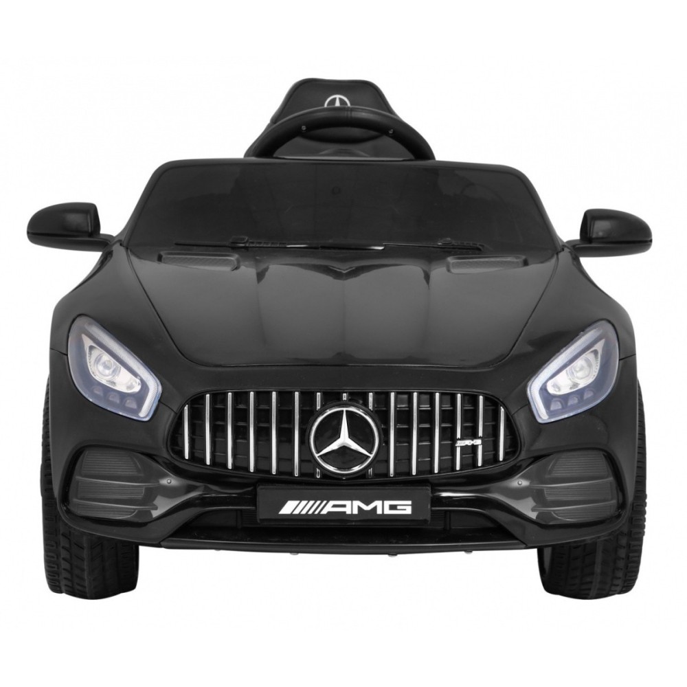 JOKO Elektrické autíčko Mercedes Benz GT, penové kolesá, kožené sedadlo, USB, čierne