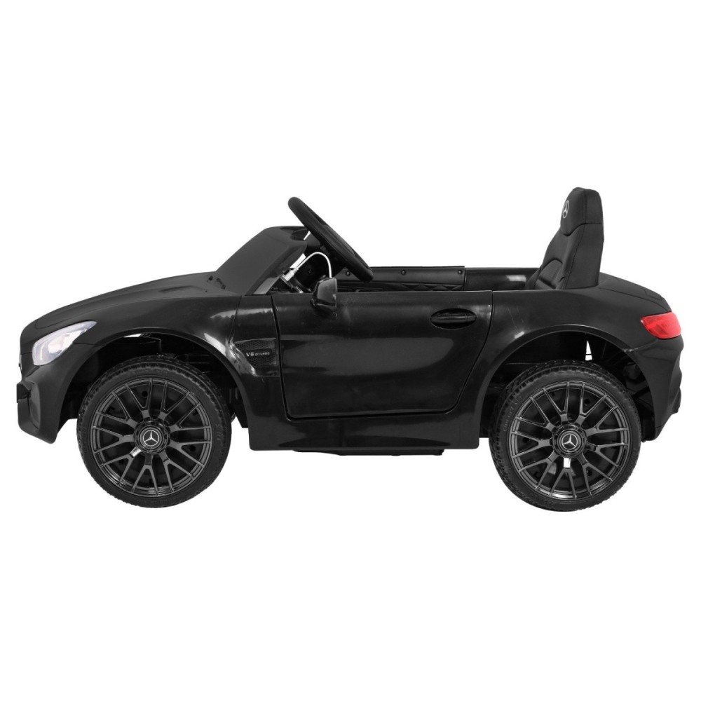 JOKO Elektrické autíčko Mercedes Benz GT, penové kolesá, kožené sedadlo, USB, čierne