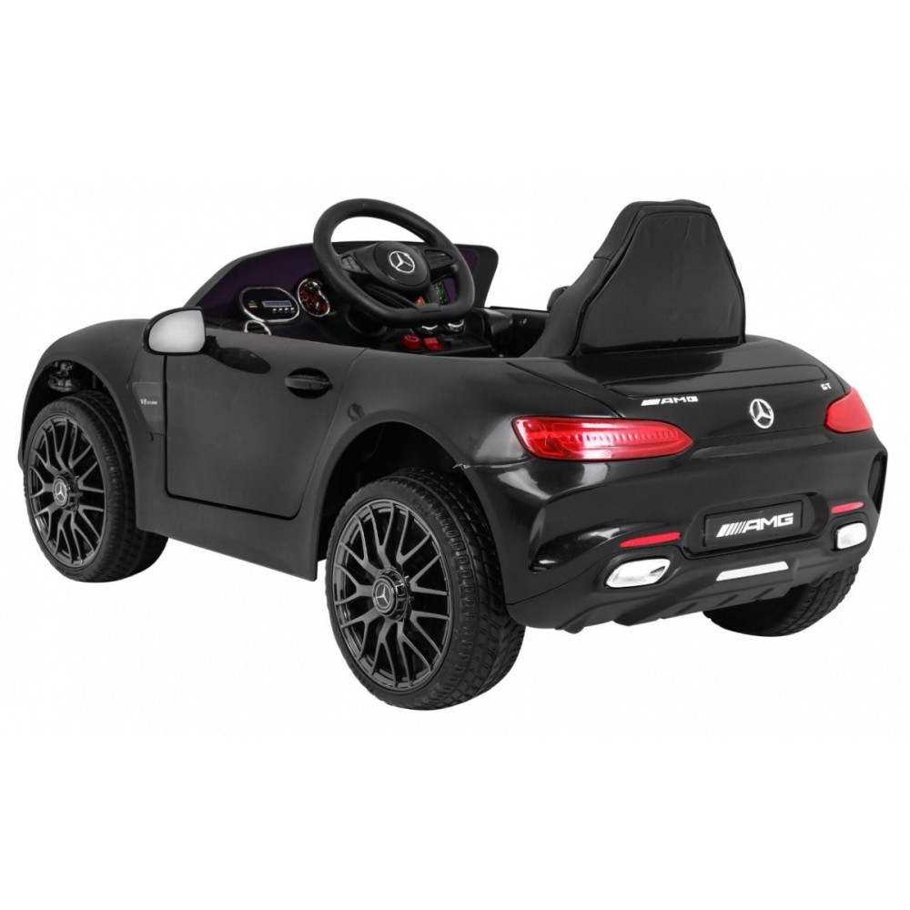 JOKO Elektrické autíčko Mercedes Benz GT, penové kolesá, kožené sedadlo, USB, čierne