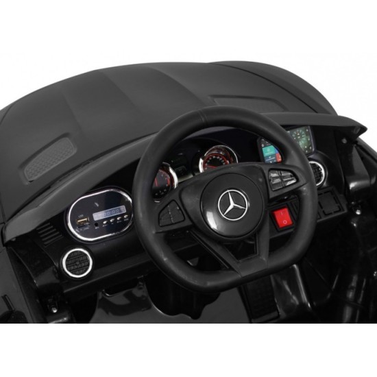 JOKO Elektrické autíčko Mercedes Benz GT, penové kolesá, kožené sedadlo, USB, čierne