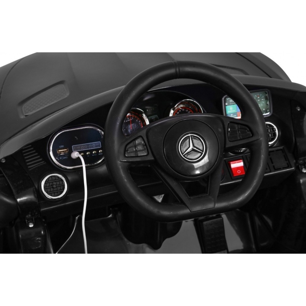 JOKO Elektrické autíčko Mercedes Benz GT, penové kolesá, kožené sedadlo, USB, čierne