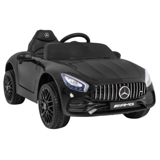 JOKO Elektrické autíčko Mercedes Benz GT, penové kolesá, kožené sedadlo, USB, čierne