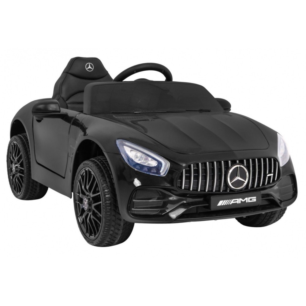 JOKO Elektrické autíčko Mercedes Benz GT, penové kolesá, kožené sedadlo, USB, čierne
