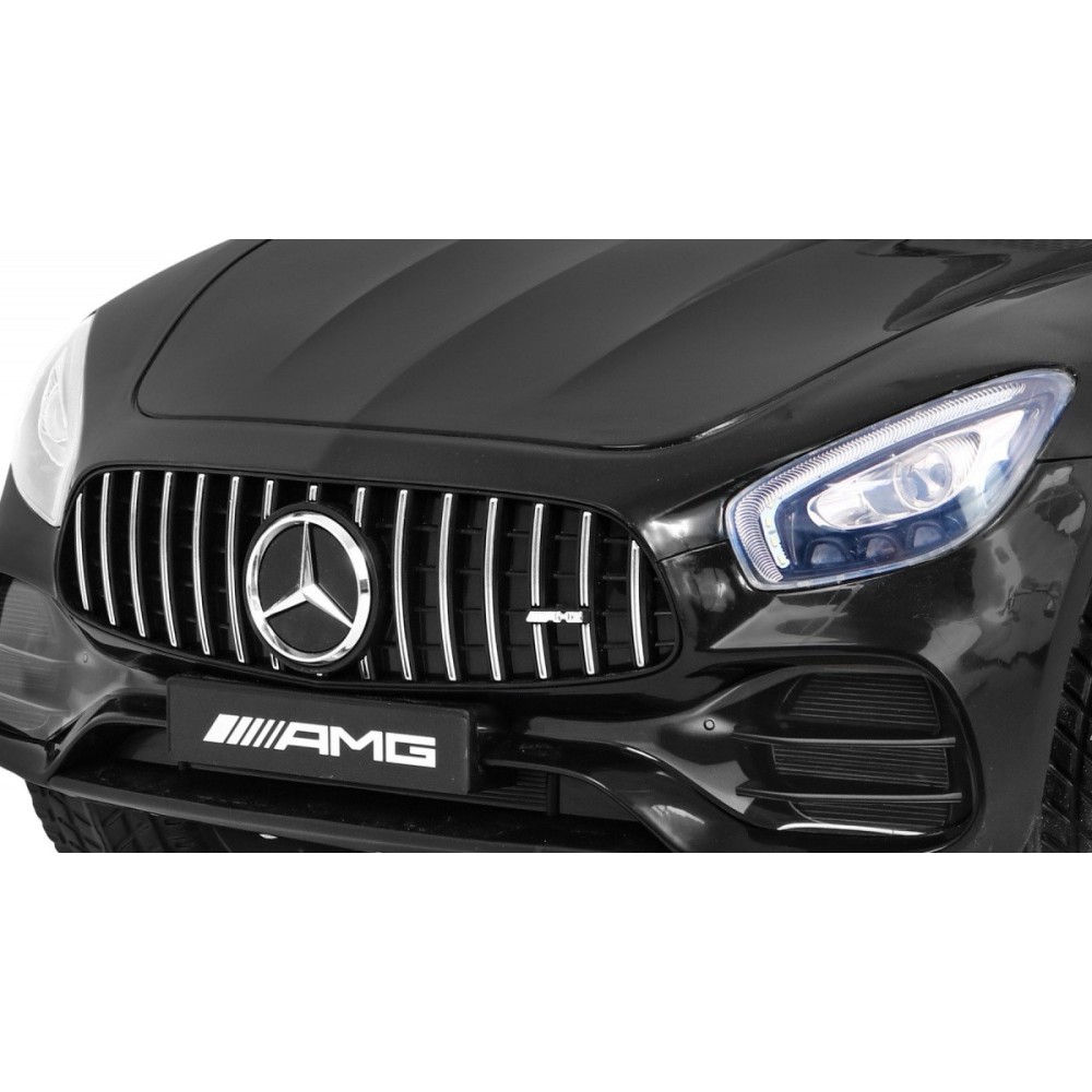 JOKO Elektrické autíčko Mercedes Benz GT, penové kolesá, kožené sedadlo, USB, čierne