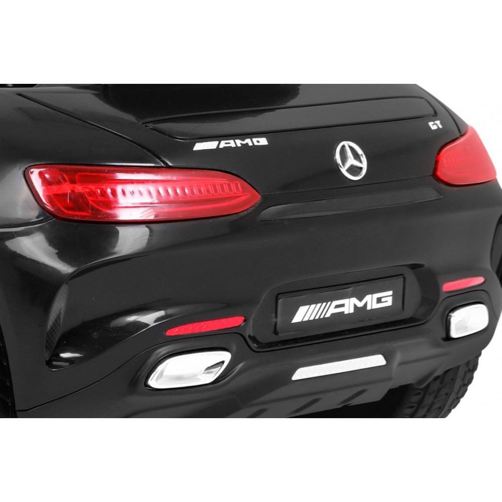 JOKO Elektrické autíčko Mercedes Benz GT, penové kolesá, kožené sedadlo, USB, čierne