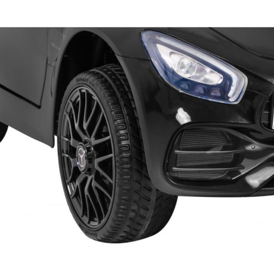 JOKO Elektrické autíčko Mercedes Benz GT, penové kolesá, kožené sedadlo, USB, čierne