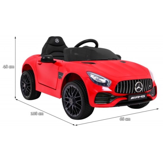 JOKO Elektrické autíčko Mercedes Benz GT, penové kolesá, kožené sedadlo, USB, červené