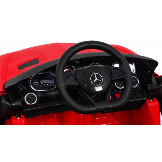 JOKO Elektrické autíčko Mercedes Benz GT, penové kolesá, kožené sedadlo, USB, červené
