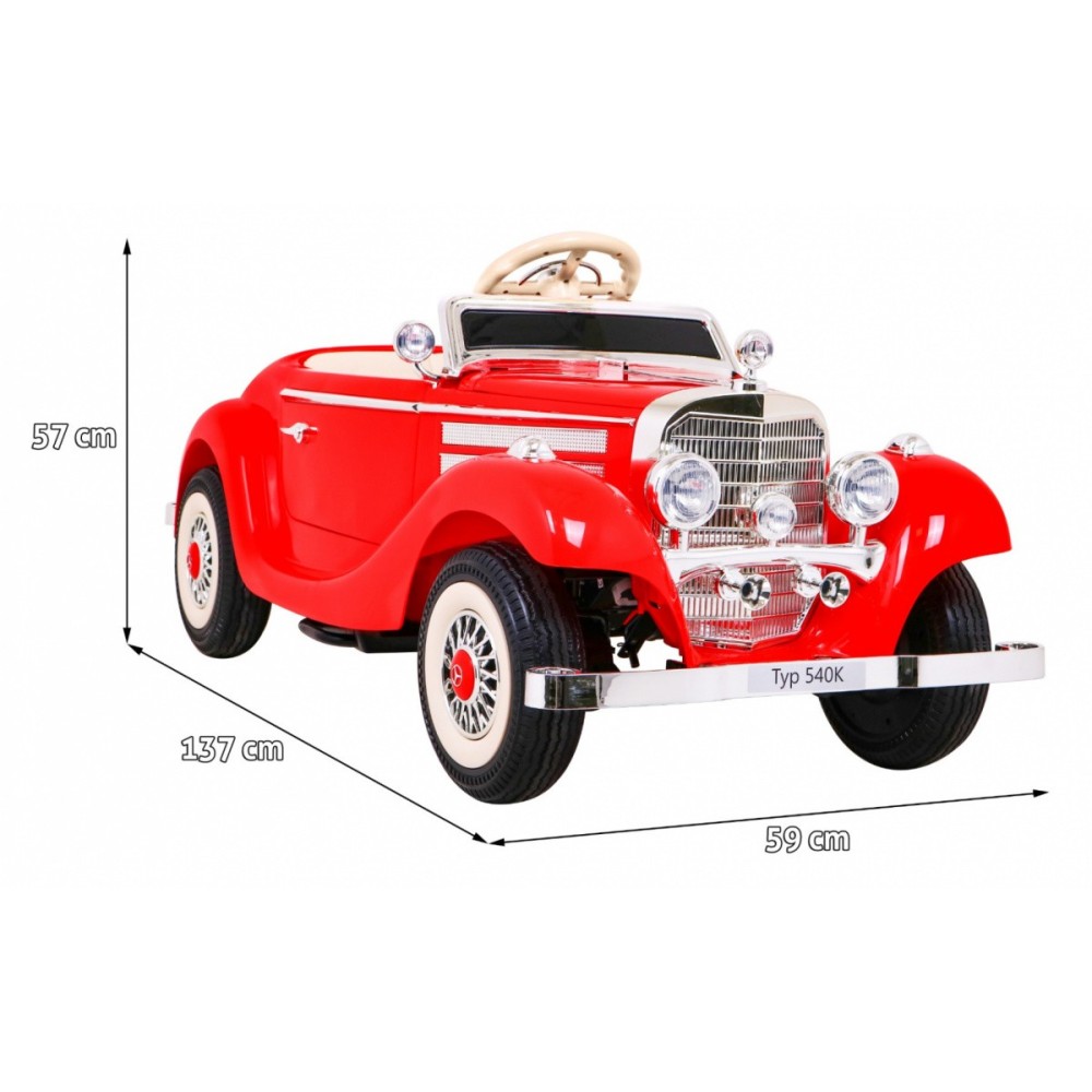 Mercedes Benz Retro 540A 4x4, nosnosť 100kg, Sedadlo pre Rodiča, penové kolesá, kožené sedadlo, červené
