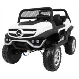 JOKO Elektrické autíčko Mercedes BENZ UNIMOG 4x4, penové kolesá, kožené sedadlo, FM rádio, biele