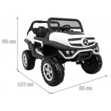 JOKO Elektrické autíčko Mercedes BENZ UNIMOG 4x4, penové kolesá, kožené sedadlo, FM rádio, biele