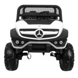 JOKO Elektrické autíčko Mercedes BENZ UNIMOG 4x4, penové kolesá, kožené sedadlo, FM rádio, biele