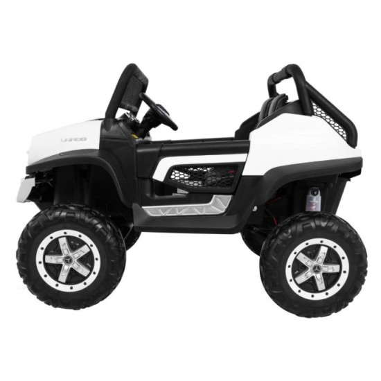 JOKO Elektrické autíčko Mercedes BENZ UNIMOG 4x4, penové kolesá, kožené sedadlo, FM rádio, biele