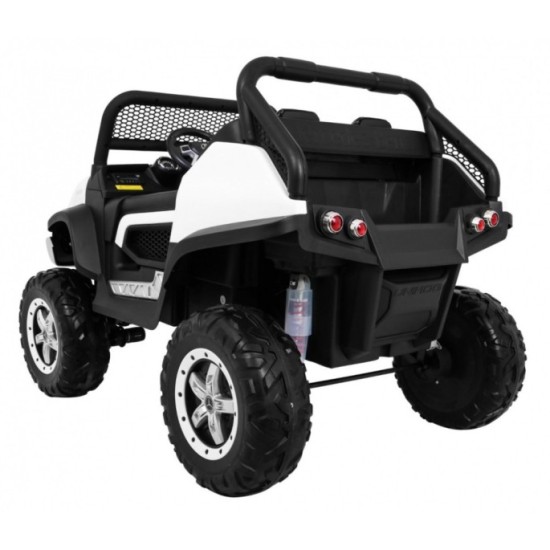 JOKO Elektrické autíčko Mercedes BENZ UNIMOG 4x4, penové kolesá, kožené sedadlo, FM rádio, biele