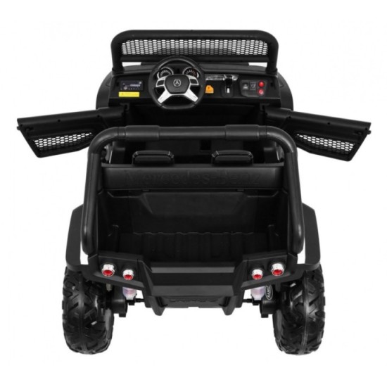 JOKO Elektrické autíčko Mercedes BENZ UNIMOG 4x4, penové kolesá, kožené sedadlo, FM rádio, biele