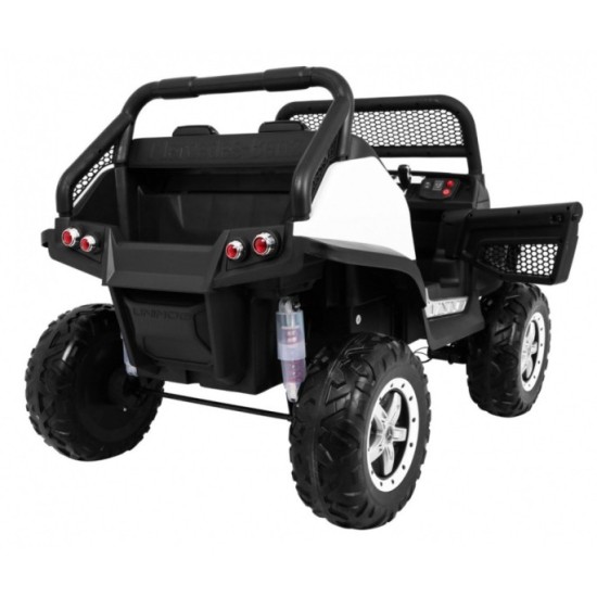 JOKO Elektrické autíčko Mercedes BENZ UNIMOG 4x4, penové kolesá, kožené sedadlo, FM rádio, biele