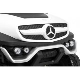 JOKO Elektrické autíčko Mercedes BENZ UNIMOG 4x4, penové kolesá, kožené sedadlo, FM rádio, biele