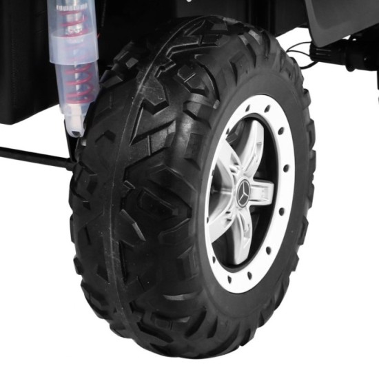 JOKO Elektrické autíčko Mercedes BENZ UNIMOG 4x4, penové kolesá, kožené sedadlo, FM rádio, biele