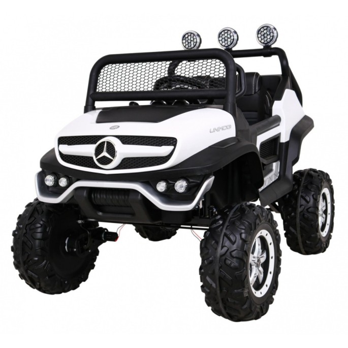 JOKO Elektrické autíčko Mercedes Benz Unimog 4x4, penové kolesá, kožené sedadlo, biele