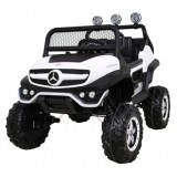 JOKO Elektrické autíčko Mercedes Benz Unimog 4x4, penové kolesá, kožené sedadlo, biele