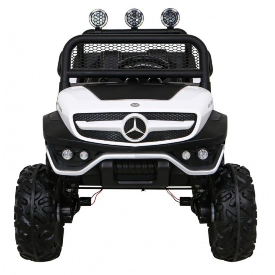 JOKO Elektrické autíčko Mercedes Benz Unimog 4x4, penové kolesá, kožené sedadlo, biele