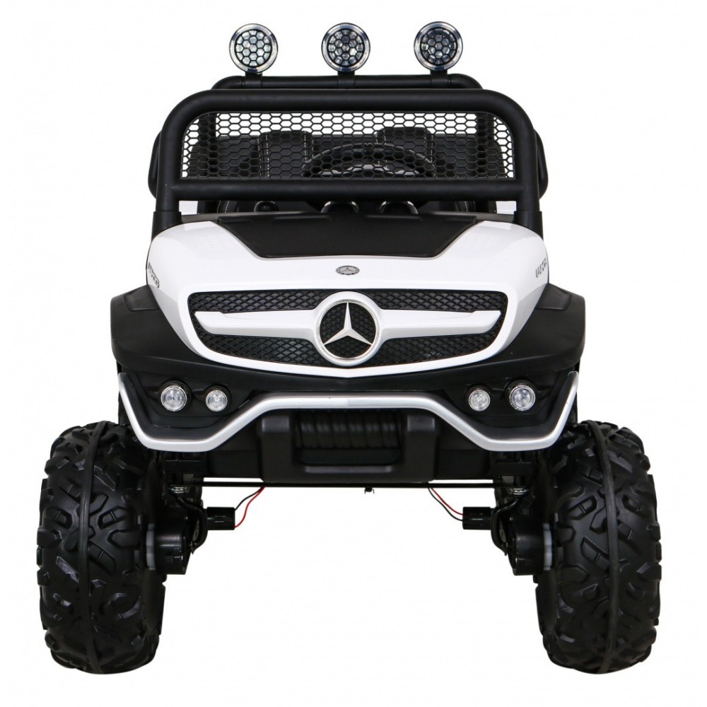 JOKO Elektrické autíčko Mercedes Benz Unimog 4x4, penové kolesá, kožené sedadlo, biele