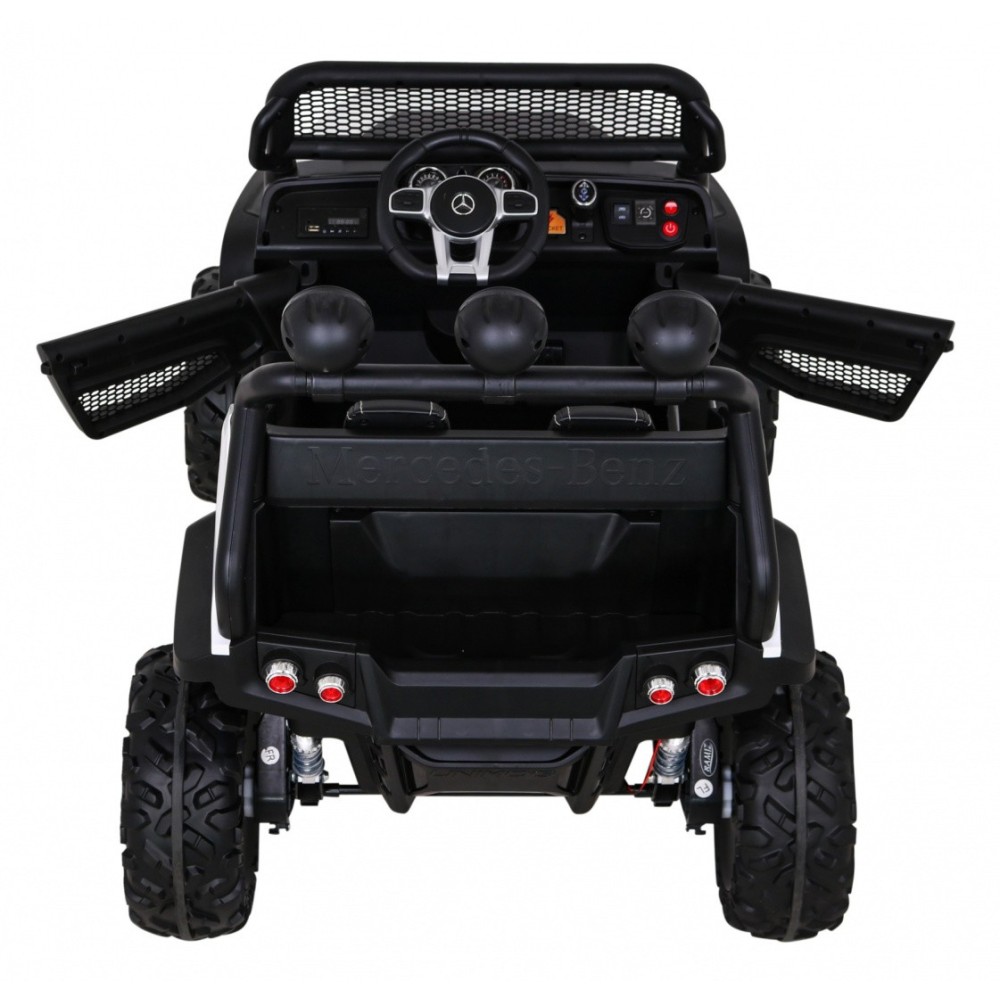 JOKO Elektrické autíčko Mercedes Benz Unimog 4x4, penové kolesá, kožené sedadlo, biele