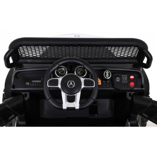 JOKO Elektrické autíčko Mercedes Benz Unimog 4x4, penové kolesá, kožené sedadlo, biele