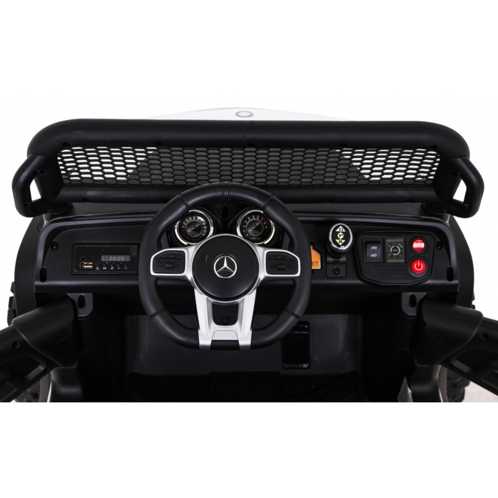JOKO Elektrické autíčko Mercedes Benz Unimog 4x4, penové kolesá, kožené sedadlo, biele