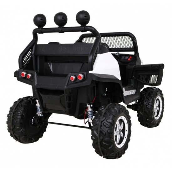 JOKO Elektrické autíčko Mercedes Benz Unimog 4x4, penové kolesá, kožené sedadlo, biele