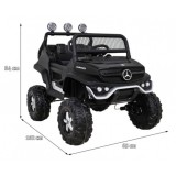 JOKO Elektrické autíčko Mercedes Benz Unimog 4x4, penové kolesá, kožené sedadlo, čierne