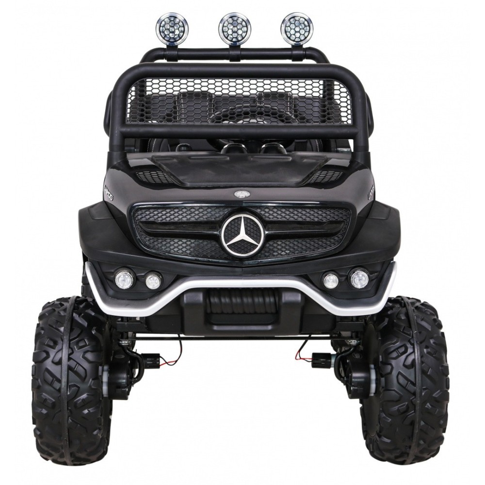 JOKO Elektrické autíčko Mercedes Benz Unimog 4x4, penové kolesá, kožené sedadlo, čierne