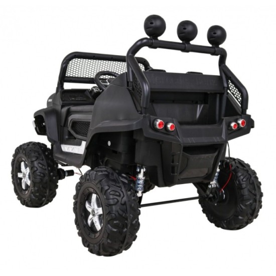 JOKO Elektrické autíčko Mercedes Benz Unimog 4x4, penové kolesá, kožené sedadlo, čierne