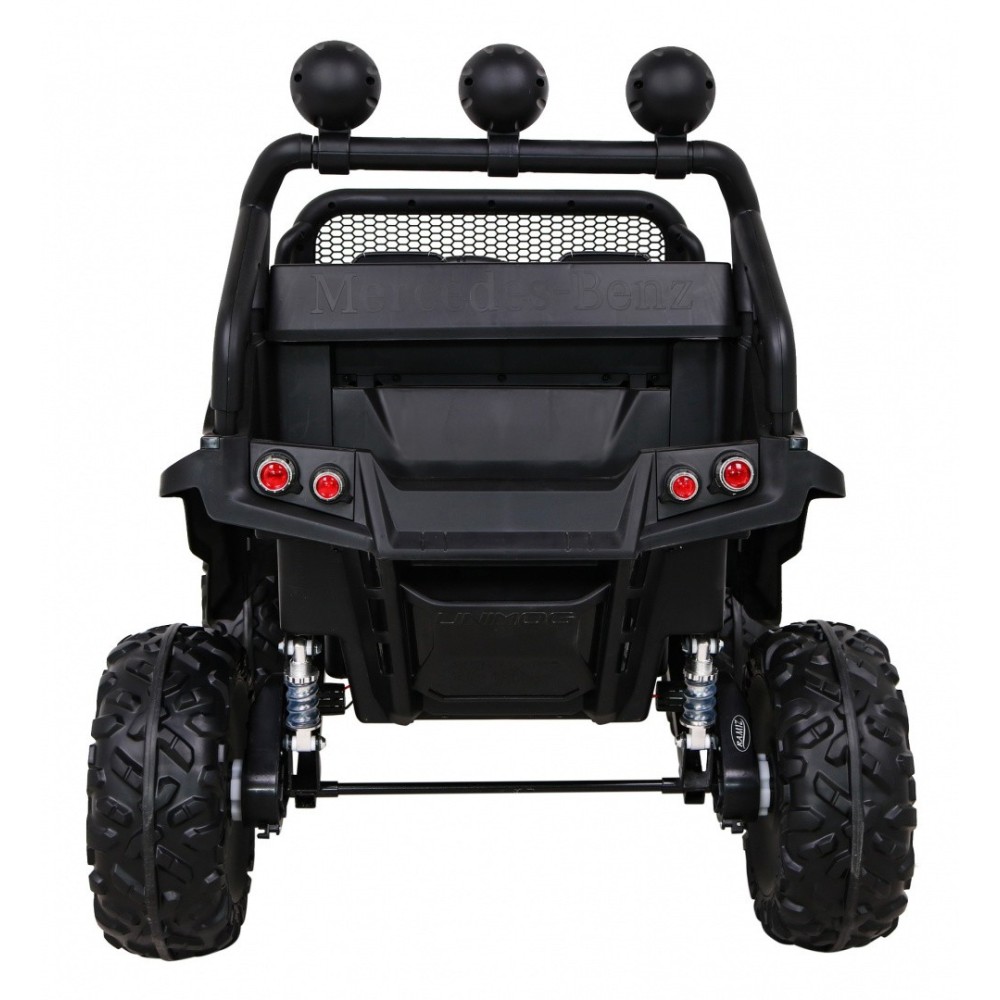 JOKO Elektrické autíčko Mercedes Benz Unimog 4x4, penové kolesá, kožené sedadlo, čierne