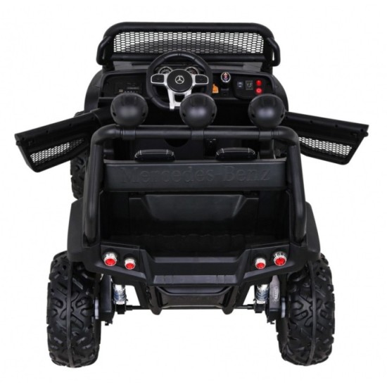 JOKO Elektrické autíčko Mercedes Benz Unimog 4x4, penové kolesá, kožené sedadlo, čierne