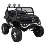 JOKO Elektrické autíčko Mercedes Benz Unimog 4x4, penové kolesá, kožené sedadlo, čierne