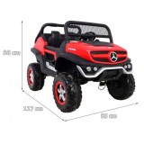 JOKO Elektrické autíčko Mercedes BENZ UNIMOG 4x4, penové kolesá, kožené sedadlo, FM rádio, červené