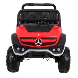 JOKO Elektrické autíčko Mercedes BENZ UNIMOG 4x4, penové kolesá, kožené sedadlo, FM rádio, červené