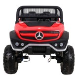 JOKO Elektrické autíčko Mercedes BENZ UNIMOG 4x4, penové kolesá, kožené sedadlo, FM rádio, červené