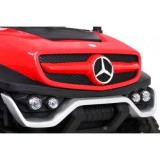 JOKO Elektrické autíčko Mercedes BENZ UNIMOG 4x4, penové kolesá, kožené sedadlo, FM rádio, červené