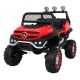 JOKO Elektrické autíčko Mercedes Benz Unimog 4x4, penové kolesá, kožené sedadlo, červené
