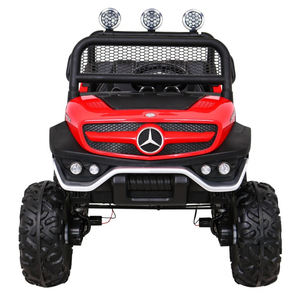 JOKO Elektrické autíčko Mercedes Benz Unimog 4x4, penové kolesá, kožené sedadlo, červené