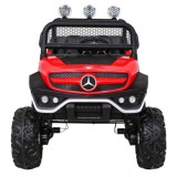 JOKO Elektrické autíčko Mercedes Benz Unimog 4x4, penové kolesá, kožené sedadlo, červené