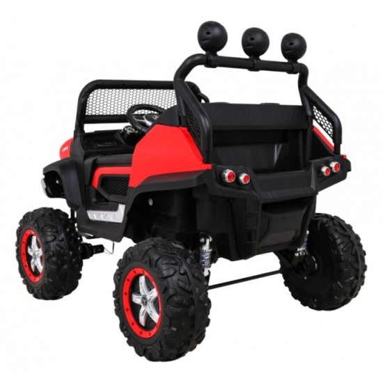 JOKO Elektrické autíčko Mercedes Benz Unimog 4x4, penové kolesá, kožené sedadlo, červené