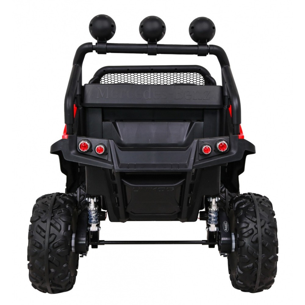 JOKO Elektrické autíčko Mercedes Benz Unimog 4x4, penové kolesá, kožené sedadlo, červené