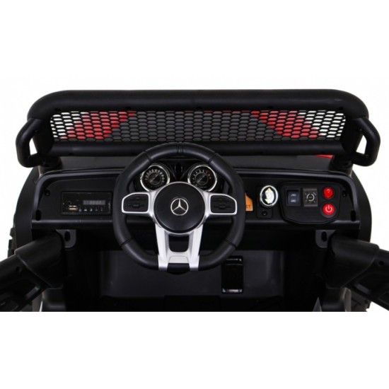 JOKO Elektrické autíčko Mercedes Benz Unimog 4x4, penové kolesá, kožené sedadlo, červené
