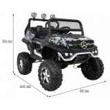 JOKO Elektrické autíčko Mercedes Benz Unimog 4x4, penové kolesá, kožené sedadlo, maskáčové