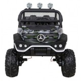 JOKO Elektrické autíčko Mercedes Benz Unimog 4x4, penové kolesá, kožené sedadlo, maskáčové