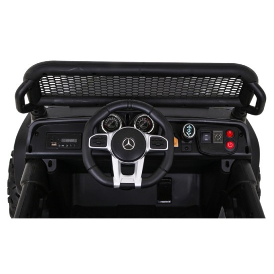 JOKO Elektrické autíčko Mercedes Benz Unimog 4x4, penové kolesá, kožené sedadlo, maskáčové