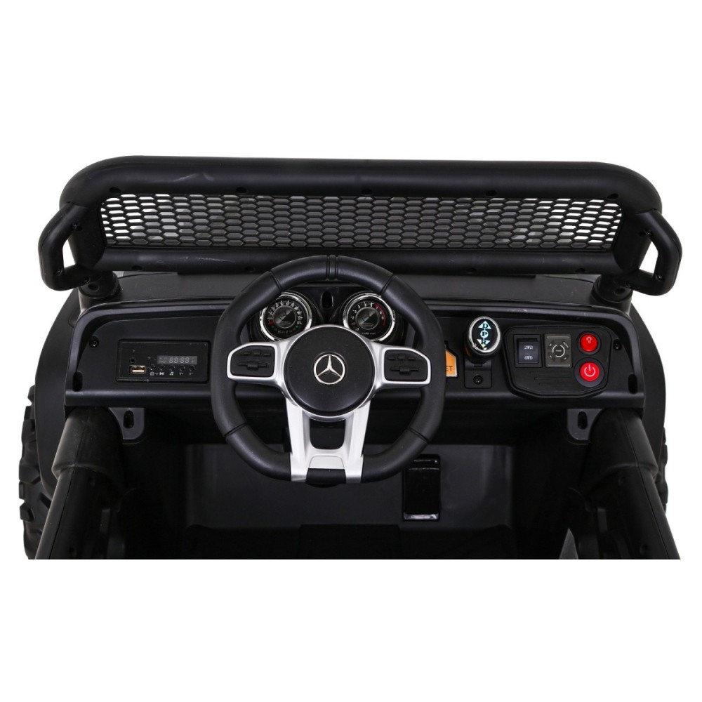 JOKO Elektrické autíčko Mercedes Benz Unimog 4x4, penové kolesá, kožené sedadlo, maskáčové